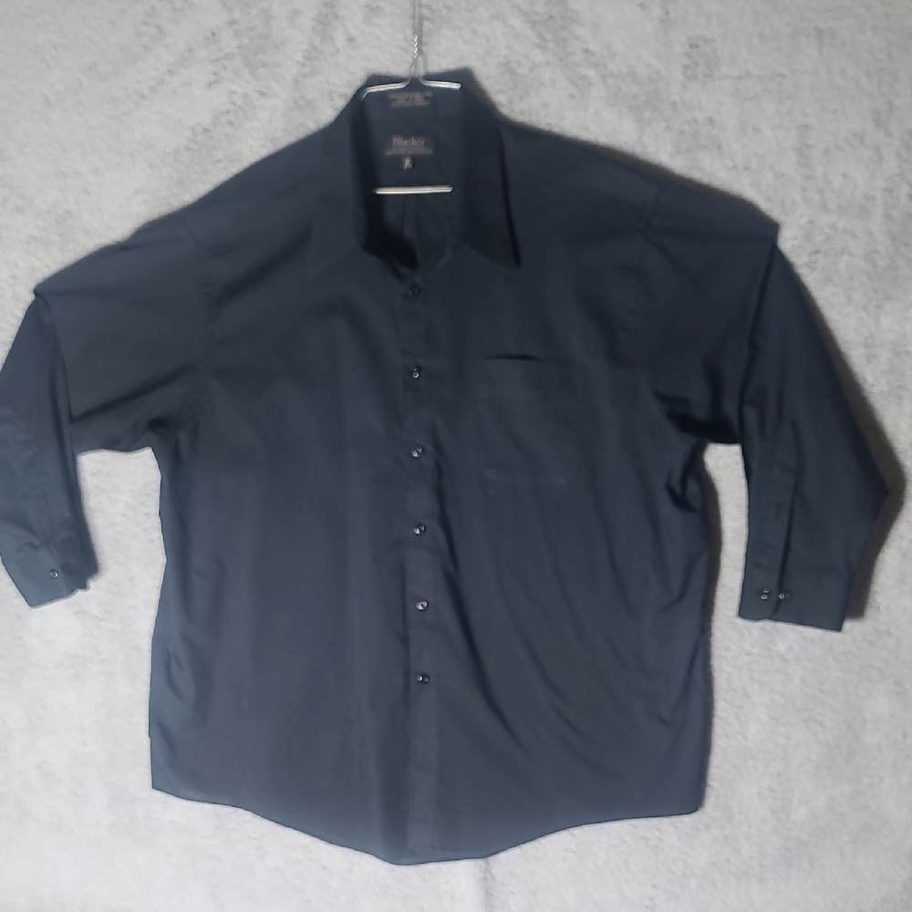 Flat Black Dress Shirt Long-Sleeved Button-Down
